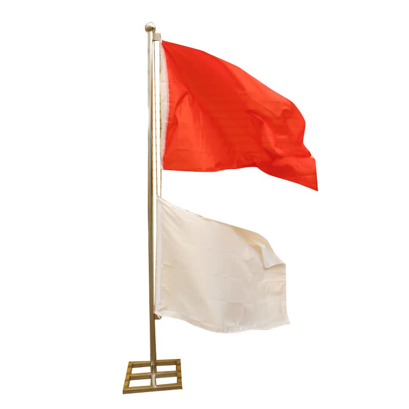 3m Red & White Signal Flagpole with Base