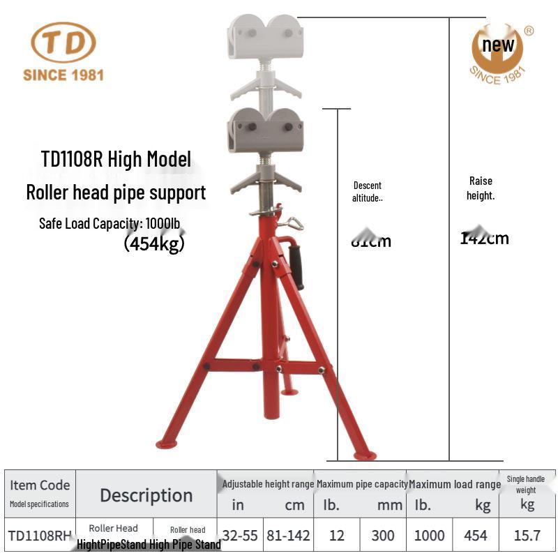 Adjustable Heavy Duty Roller Pipe Support Head