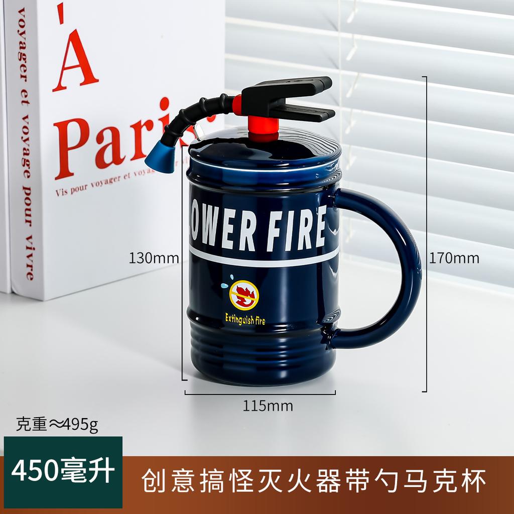 450 мл креативная кружка-огнетушитель с ложкой, чашка для чая в виде пожарного гидранта, кружка для воды в офисе, керамическая кружка, забавный подарок для лучшего друга