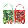 Red Green Santa Xmas Tree Pattern Gift Box with Pencil Eraser Note Book Christmas Stationery Favor Pack Set for Christmas 2024