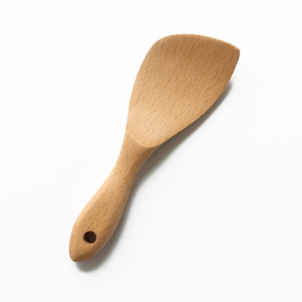 1pc Wooden Rice Shovel Natural Wood Cooking Spatula Non-Stick Kitchenware For Home Restaurant Hotel Use Wooden Kitchenware For