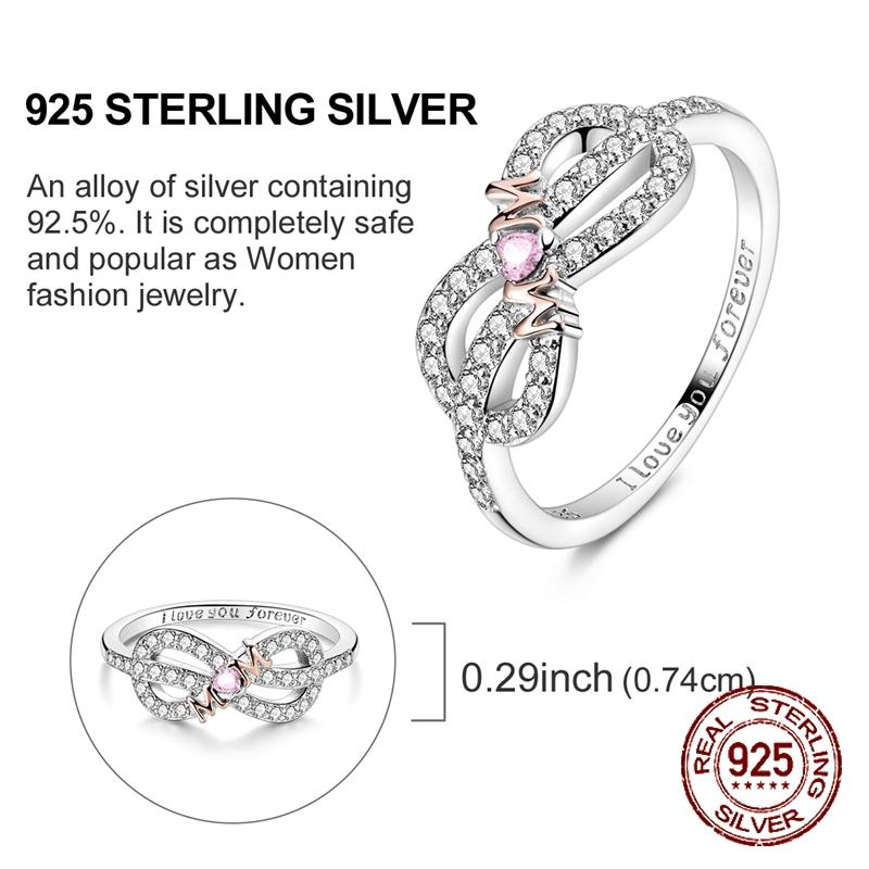 Original 925 Sterling Silver Forever Love Mom Rings for Women Girls Jewelry Birthday Anniversary Mother's Day Gifts