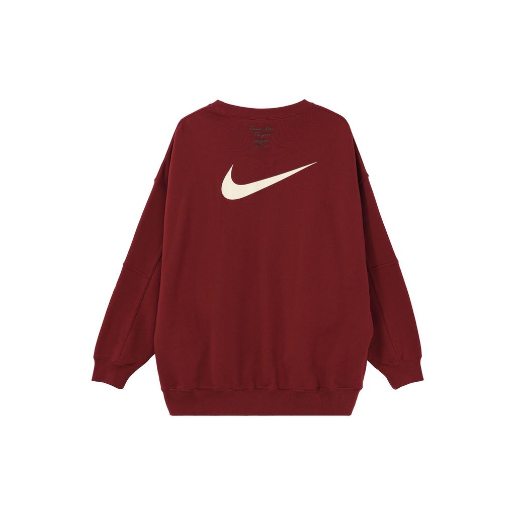 Nike Буквенно-цифровая вышивка, ребристый круглый вырез, свободная толстовка женская, розово-красная FV8444-677