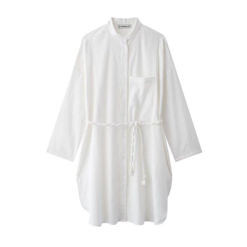 Fashion Style 2024 Autumn New Women's Clothing Texture Oversized Shirt White Dress 8177323