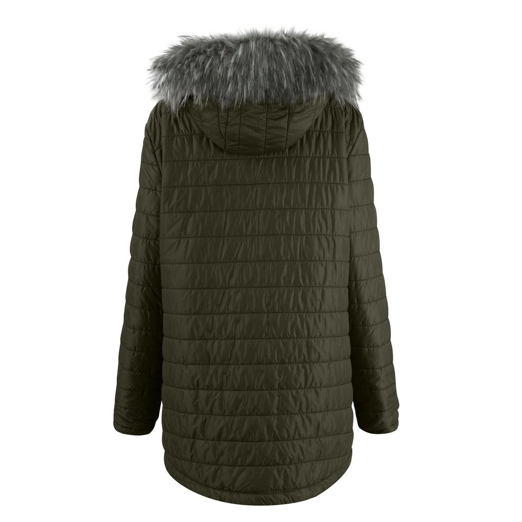 Women Hooded Plus Velvet Corduroy Coat Ladies Winter Cotton Coat Thickened Mid Length Warm Jacket