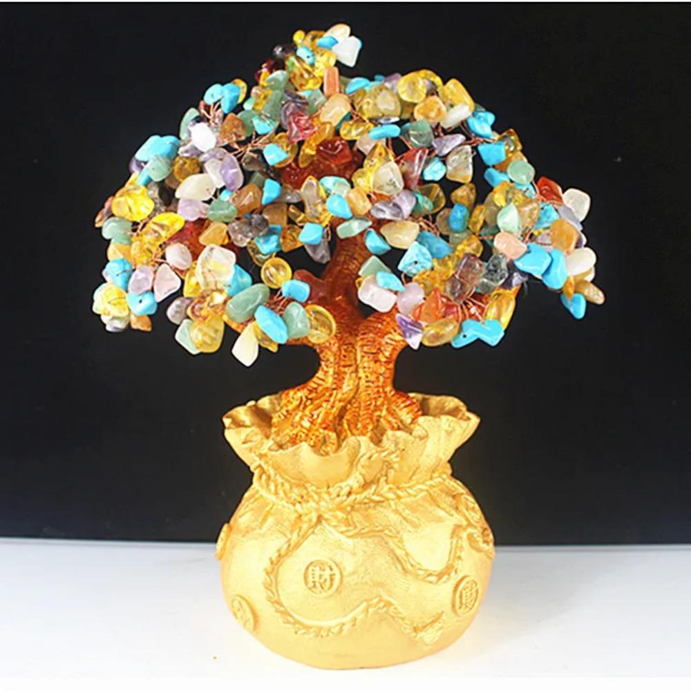 Высококачественное золотое хрустальное дерево удачи, благоприятное желаемое богатство, украшение для дома и офиса, украшение, статуя, открытие, лучший подарок