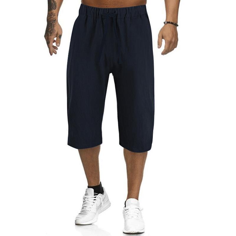 Pants Men's Summer Loose Linen Thin Cropped Pants Men's Straight Leg Pants