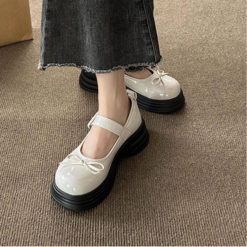 Fashion 2024 Chunky Platform Mary Jane Shoes for Women Patent Leather Fashion Bowknot Ankle Strap Pumps Woman Thick Bottom Lolita Shoes