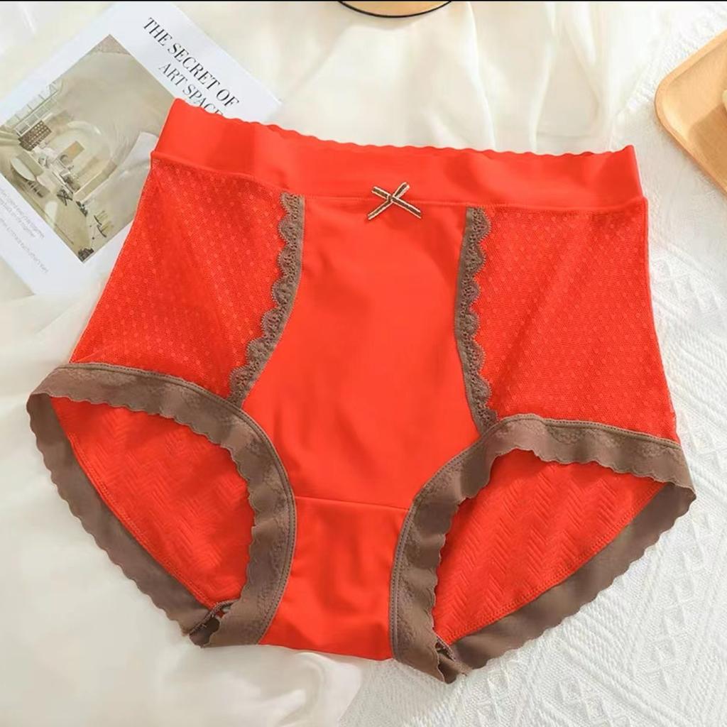 Women's Cotton Briefs Panties High Waist Sexy Lace Bowknot Panties Underwear Lingerie