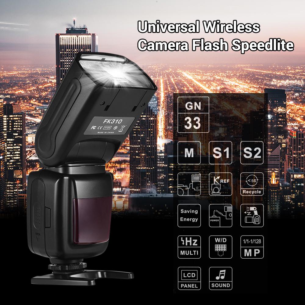 Universal Wireless Camera Flash Light Speedlite GN33 LCD Display for Canon Nikon Sony Olympus