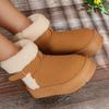 Soft Non Slip Thick Bottom Furry Snow Boots Women 2025 Winter Warm Fluffy Fur Ankle Boots with Platform Metal Buckle Plush Shoes