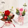 1PC Rose Elegant Handmade Gift Artificial Flower Permanent Knitted Valentine's Day Puff Romantic Bouquet DIY 20x14cm