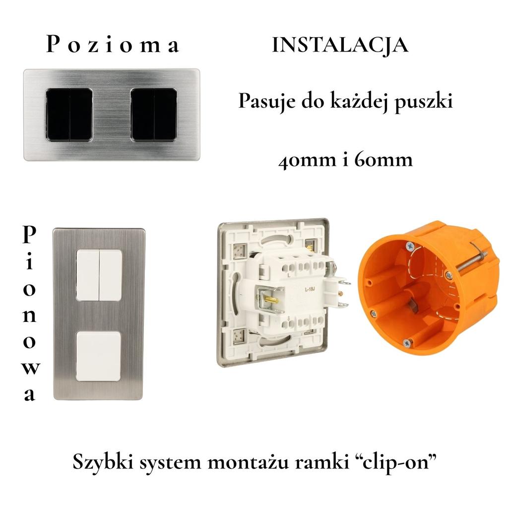 Włącznik światła podwójny biały schodowy stal lakierowana