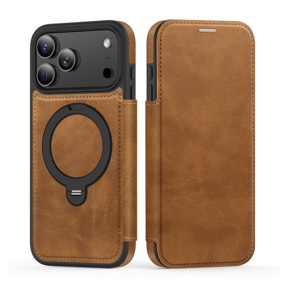 KEYSION Кожаный кошелек-книжка для iPhone 15 16 17 Pro Max Air 16Plus 16e Слот для карт Магнитный 360 Кольцо-подставка Задняя крышка телефона