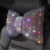 Anti-fatigue Crystal Bow Car Headrest Rhinestone Crystal Car Neck Support  Car Accessories