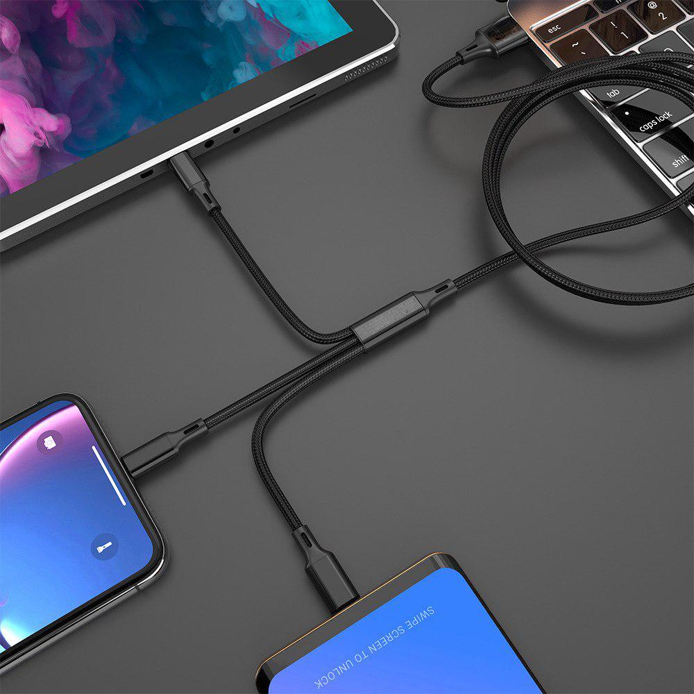 QUEED USB-кабель 3 в 1 для мобильного телефона с микро-USB типа C для быстрой зарядки iPhone