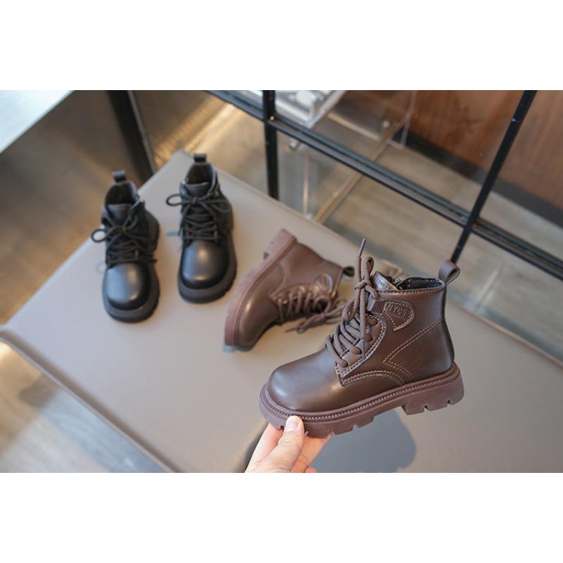 Осенняя мода ретро детские ботинки мальчики и девочки короткие ботинки нескользящие кожаные ботинки одинарные ботинки
