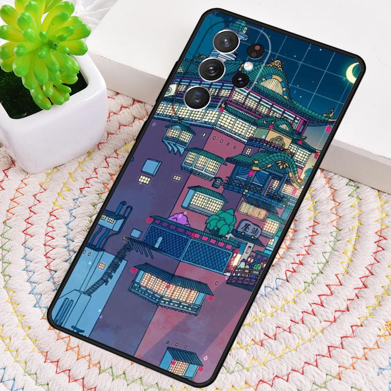 Силиконовый чехол для телефона Samsung Galaxy note 10 pro S26 S25 S24 S23 S22 S21 Plus S25Ultra с изображением Неоновой деревни, бани, ночи. Чехол-обложка
