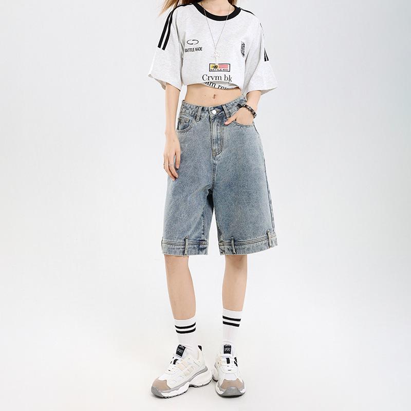 Women's American Retro Wide-Leg Denim Shorts - Summer 2025 Fashion Trend