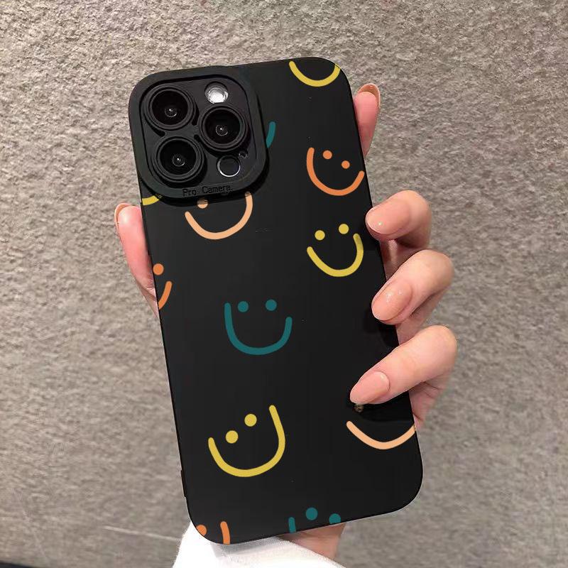 Чехол для телефона для iPhone 17 16 15 14 13 12 11 Pro Max Plus Mini XS X XR 16e Милый дизайн с улыбкой и сердечком Конфетный мягкий силиконовый чехол