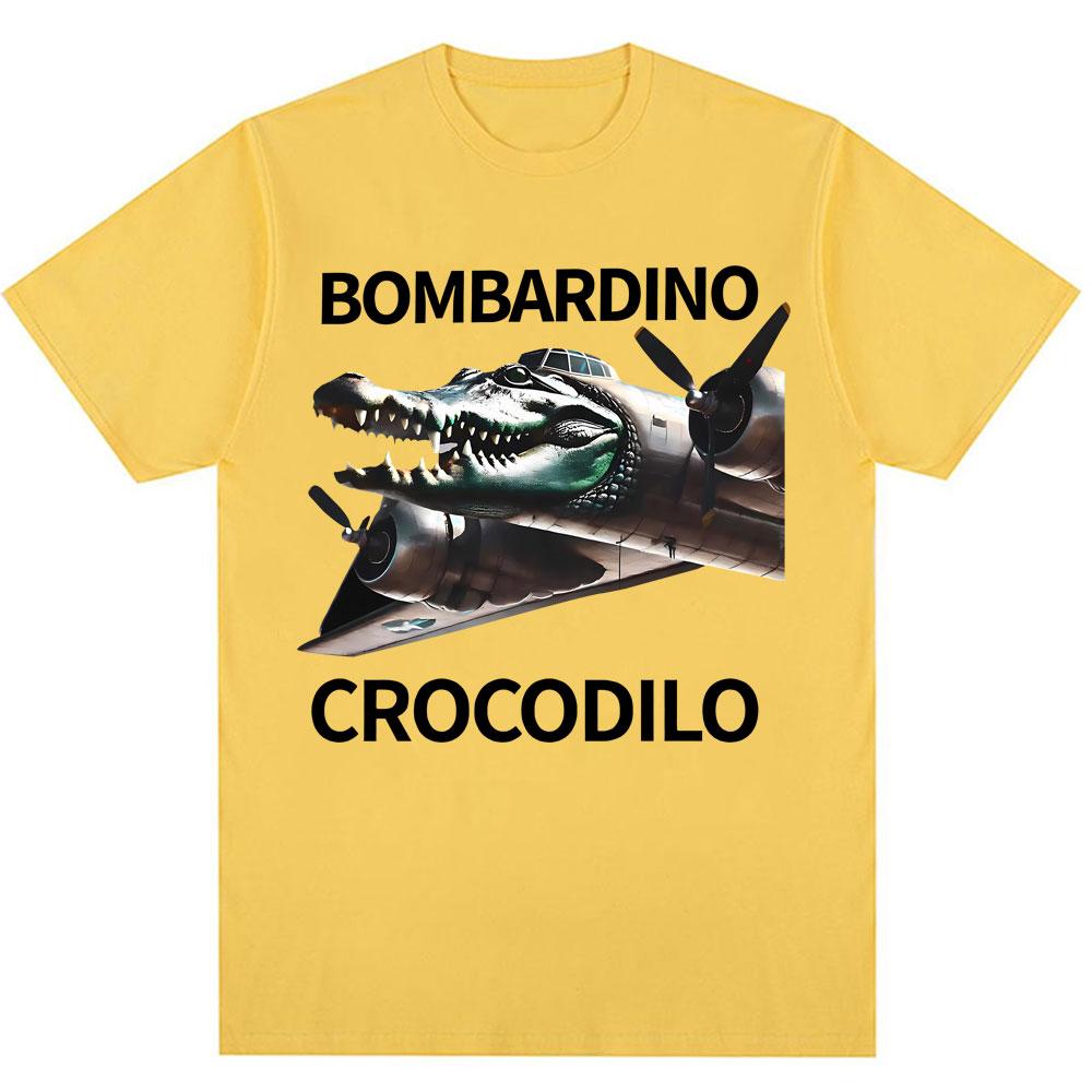 Bombardiro Crocodilo Funny Italian Brainrot Meme T Shirt Humor Fashion Hip Hop Men Women T Shirts Oversized Cotton Casual Tees