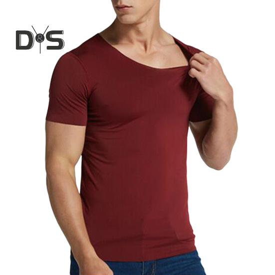 Мужские футболки Ice Silk, повседневная спортивная футболка с коротким рукавом, летняя дышащая влагоотводящая майка с V-образным вырезом