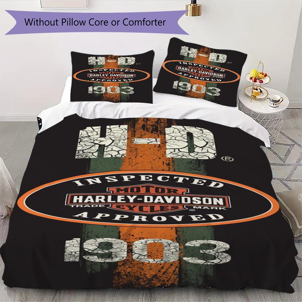 Vintage Harley Davidson Logo Bedding 1 Duvet Cover 2 Pillowcase Without Core Without Core Soft And Comfortable Bedding Set