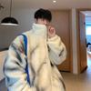 Men Tie-dye Parkas Zipper Thicken Winter Oversize Outwear Coats BF Couple Stand Collar Warm Jackets