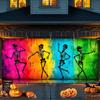 THISFIND 7x16 FT Halloween Garage Door Banner Cover, Colorful Dancing Skeletons