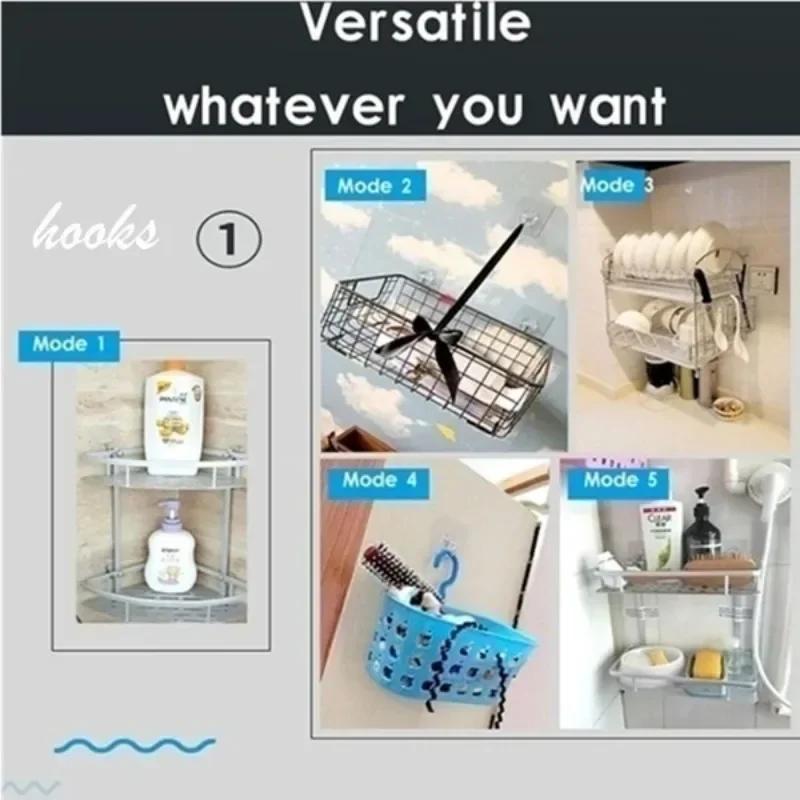 10 шт. Прозрачные настенные крючки для ванной комнаты, водонепроницаемые, маслостойкие, самоклеящиеся крючки, многоразовые бесшовные подвесные крючки, кухонный крючок