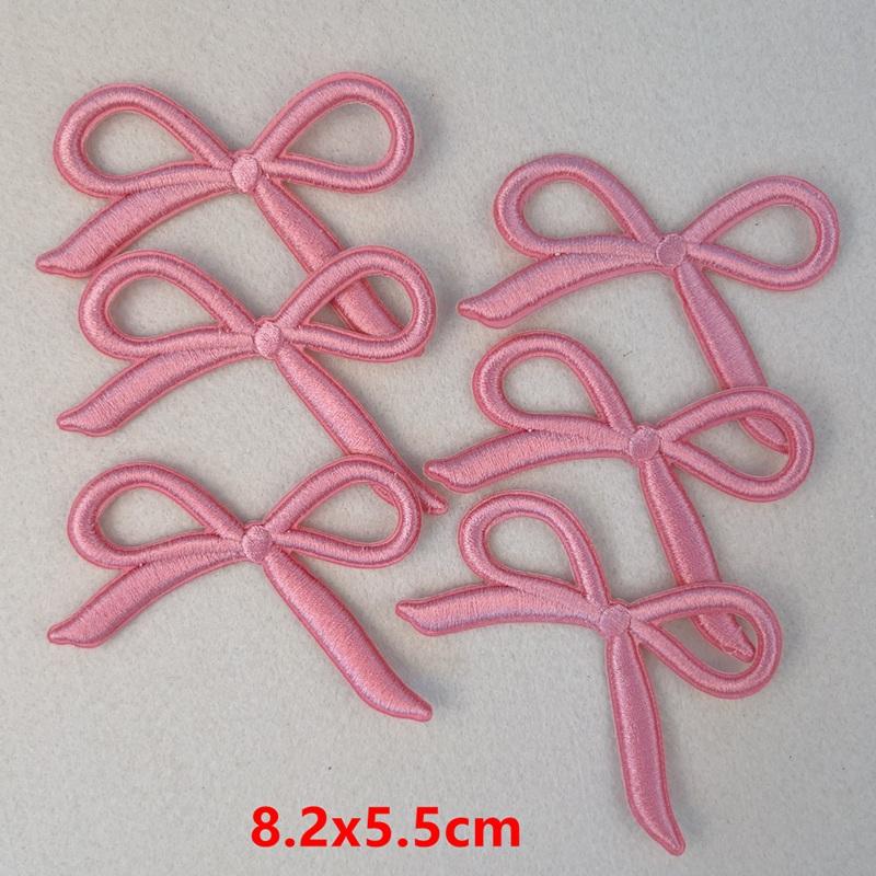10 шт. Розовые нашивки с вышивкой в виде бантиков, пришивные нашивки для одежды, мультяшные милые розовые нашивки на одежду, детские наклейки, аппликация своими руками