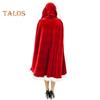 Women Christmas Cloak Fluffy Edge Color Matching Hooded Santa Cosplay New Year Party Performance Costume Festive Poncho