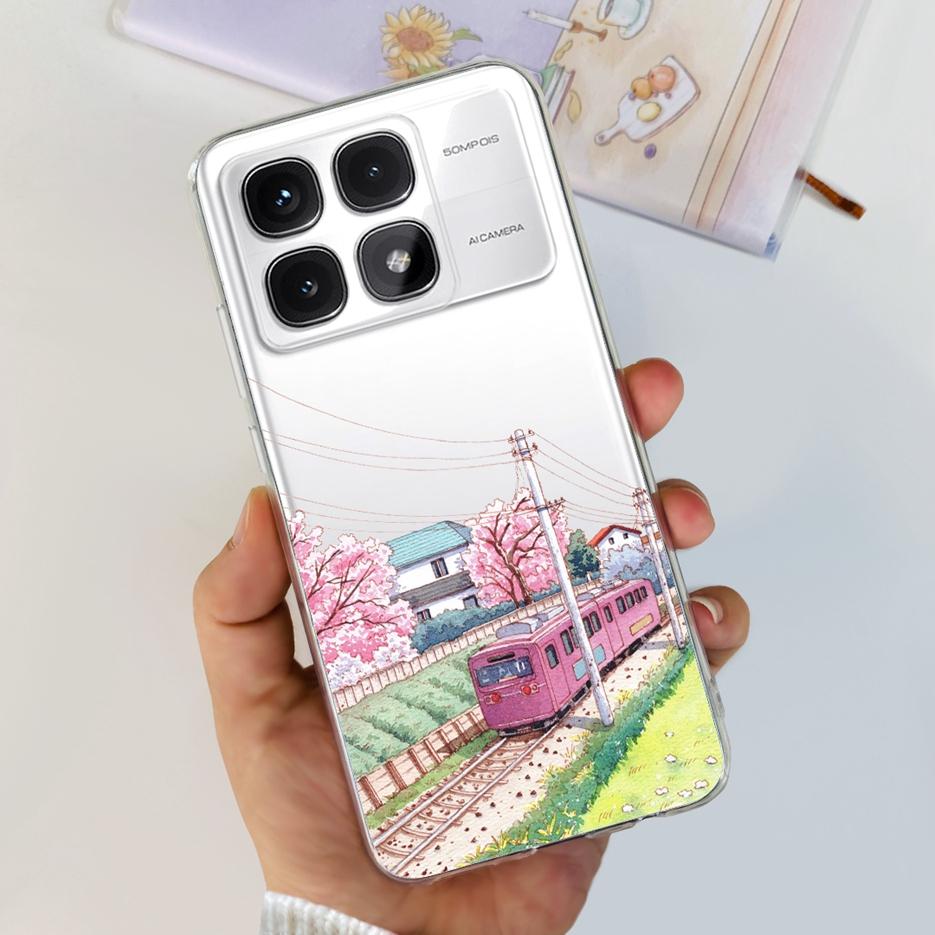 Чехол для Xiaomi 14T Pro Стильный чехол с рисунком цветов 6,67'' Прозрачный силиконовый чехол для телефона Для Xiaomi Mi 14T 14TPro Mi14T Мягкий чехол