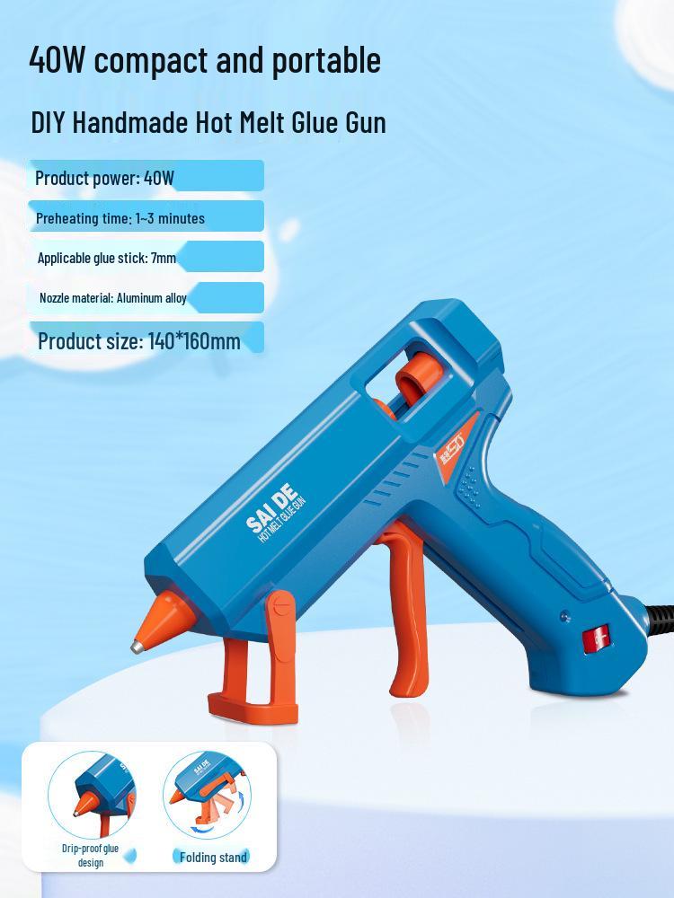 Клеевой пистолет для DIY с высокой вязкостью, тонким соплом и клеевыми стержнями для рукоделия и бытовых проектов