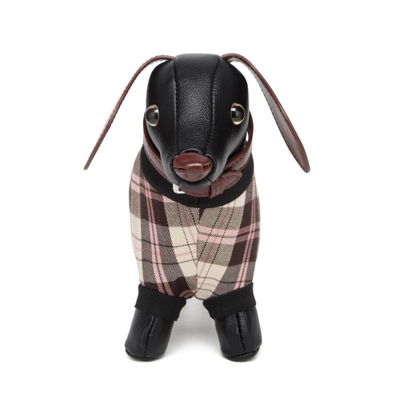 Fashionable And Creative Design Sausage Dog Shaped Crossbody Bag Women's Plaid Splicing Cartoon Cute Doll Bags