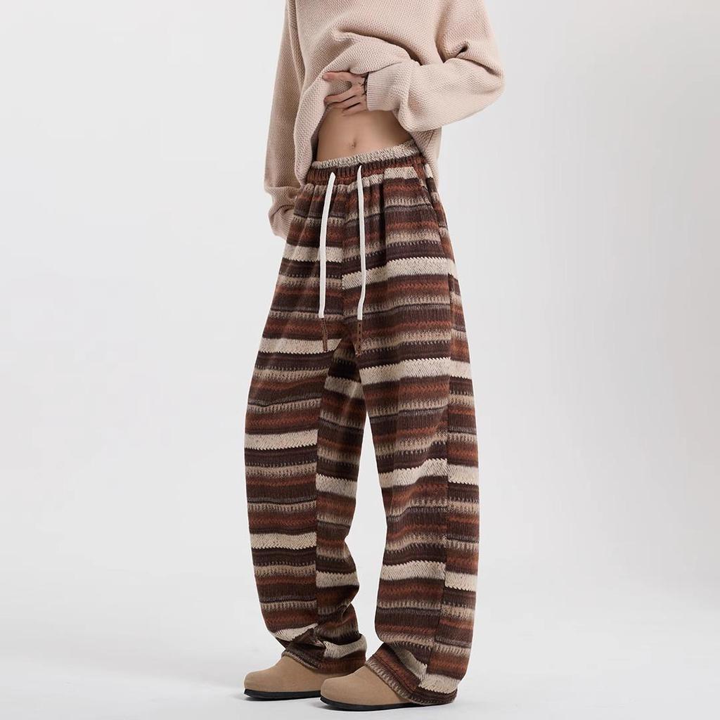 Унисекс брюки в стиле ретро в полоску из шерсти - Универсальные брюки для уличной моды