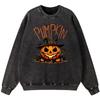 Тыква Хэллоуин Девушка Винтажная Толстовка из Выстиранного Хлопка Простой Оверсайз Тонкий стиль С капюшоном Хипстер