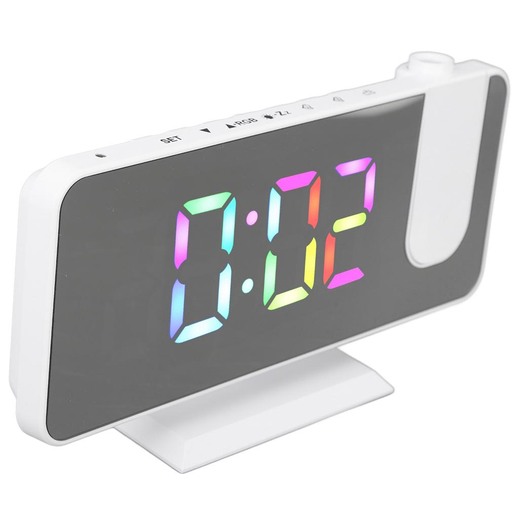 RGB Digital Alarm Clock Mirror Surface Adjustable Brightness Modern Desk Clock with 180 Degree
