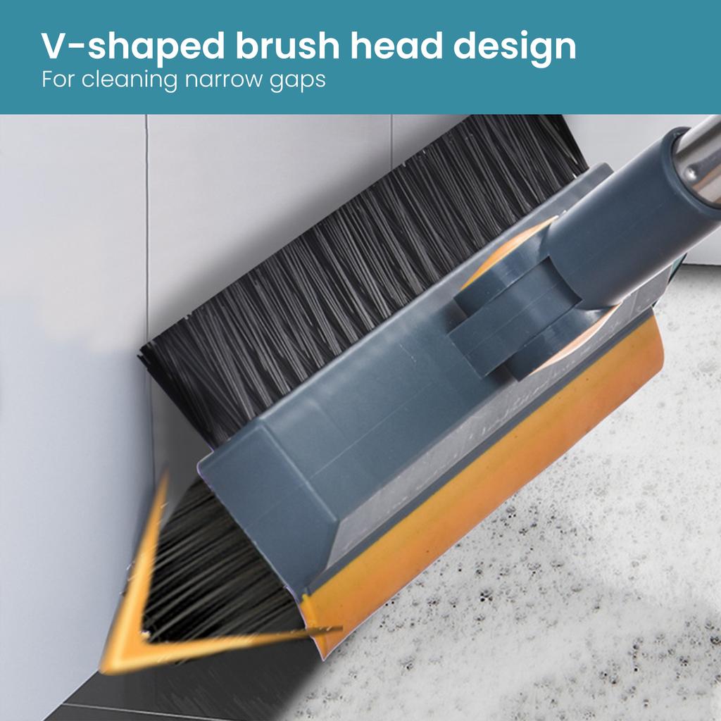 3 In 1 Floor V Shape Brush and Scraper Lightweight Portable Practical Brush for Cleaning Tiles Garage