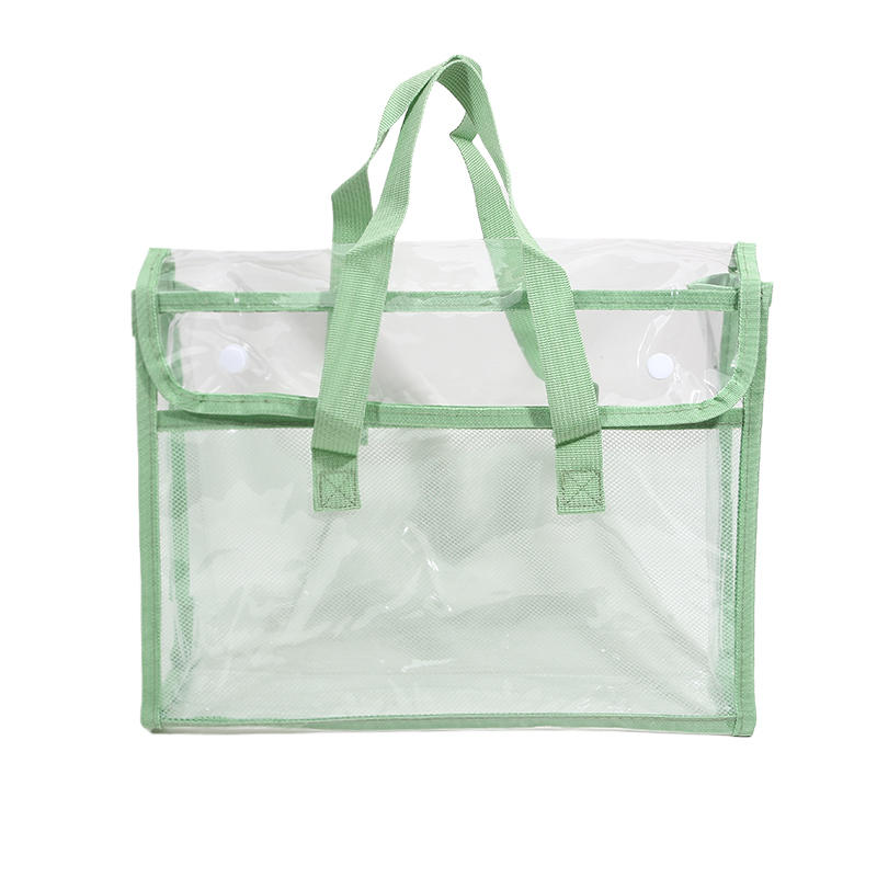 PVC Self-Adhesive File Bag Large Capacity Transparent Waterproof Handheld Folder Portable Expandable File Storage Bag