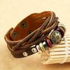 Men Vintage Braided Leather Bracelet Punk Star Rope Multilayer Warp Cuff Bangle