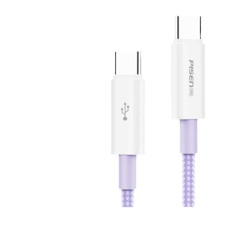 PISEN Двухголовочный кабель для передачи данных Type-C 60 Вт Быстрая зарядка для iPhone 16 и универсальных устройств.
