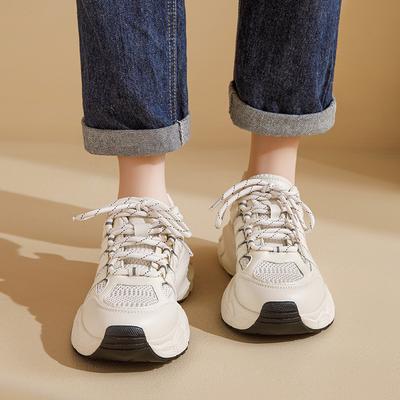 Августин сетчатые папины кроссовки женские 2025 новые летние повседневные на платформе спортивные кроссовки легкие студенческие белые кроссовки