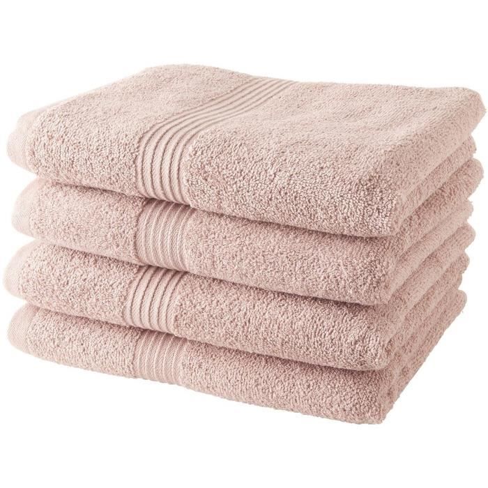 TODAY Set of 4 100% Cotton Bath Towels - 50x100 Cm - Sand Rose