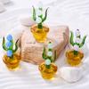 Миниатюрная стеклянная фигурка цветка Прозрачный выдувной вручную Искусственный хрустальный букет цветов в горшке для Дня Рождения Дня Матери Свадьбы Женщин Мамы Офиса Дома Стола