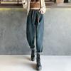 2024 Осень Женские Джинсы Брюки Пояс Высокая Талия Эластичные Пуговицы Базовые Брюки Длинные Брюки