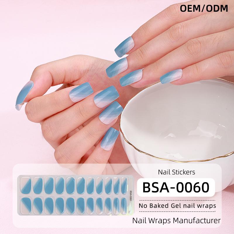 Hot Sale Autumn Winter Design Press-On 22 Gel Nail Wraps Strips No UV Lamp Free Baked Fully No Baked Cured Gel Nail Stickers
