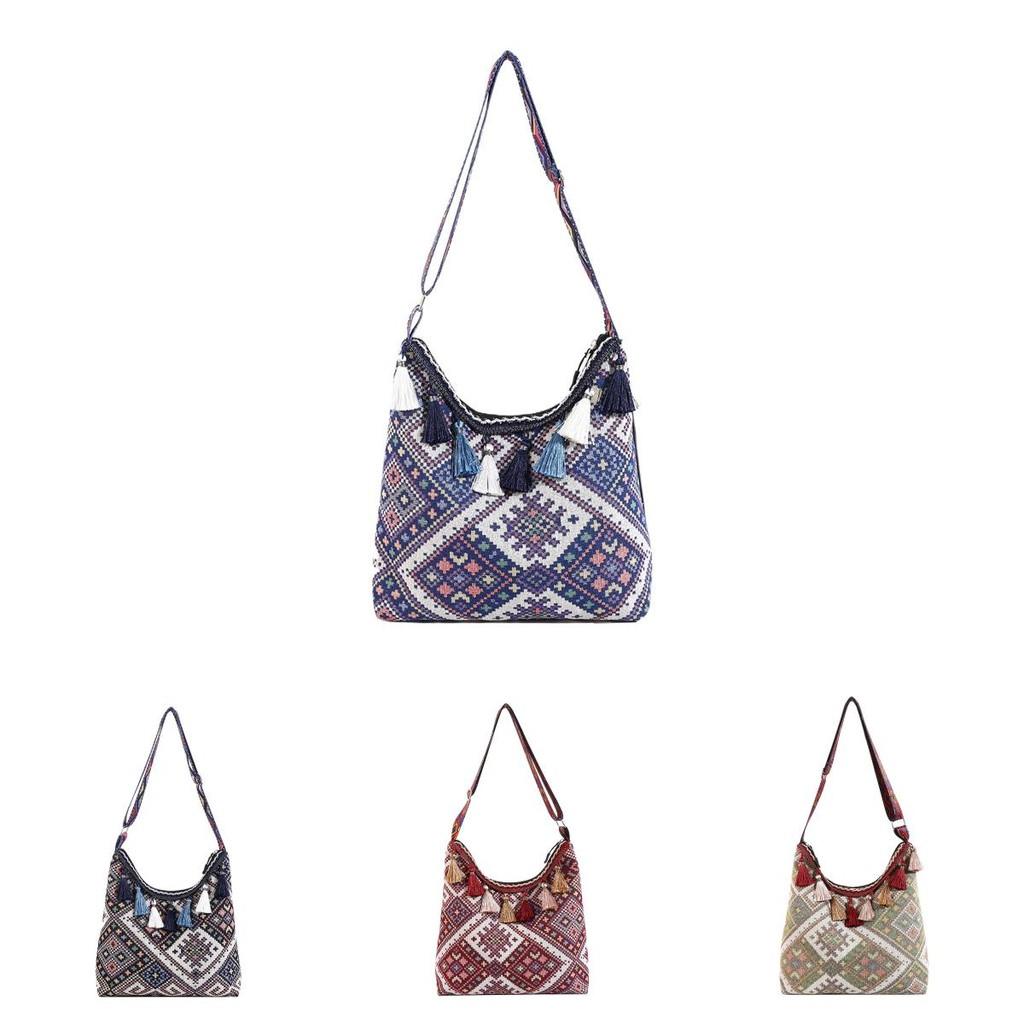 Embroidery Style Tassels Large Shoulder Bags Capacity Single Girl Shoulder Bag