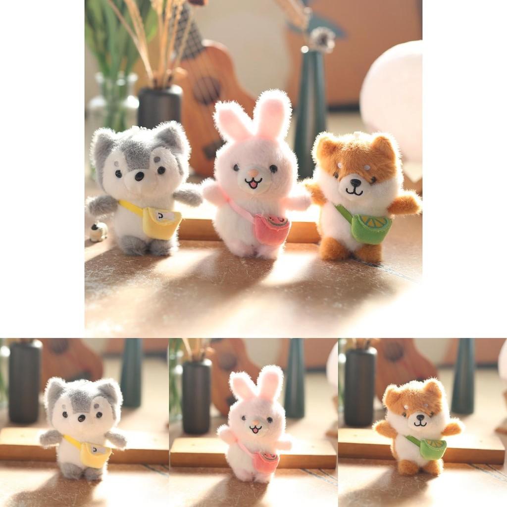 Soft Crystal Plush Dog Keychain Cute Bunny Plush Toy With Pp Cotton Filling