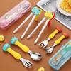 Dinosaur Baby Cutlery Set: 304 Stainless Steel Children's Spoon, Fork, & Training Chopsticks